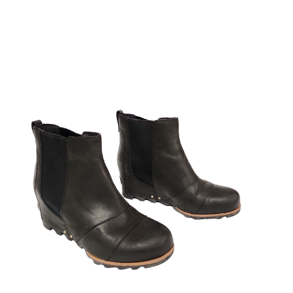 Sorel Women's Lea Wedge Black/Quarry High Top Boot 11 - Picture 2 of 15